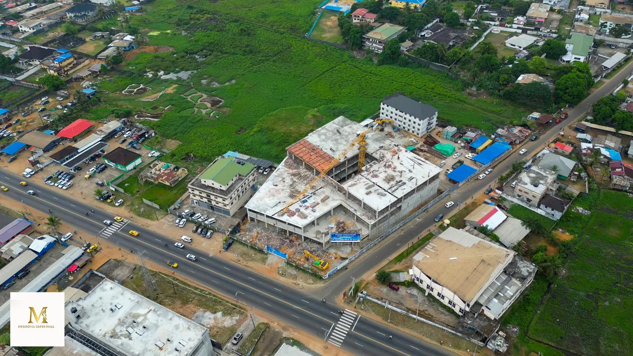 Aerial photograph of the construction site on Tubman Boulevard