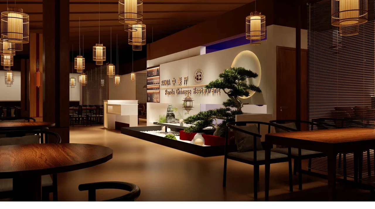 Rendered Chinese restaurant interior