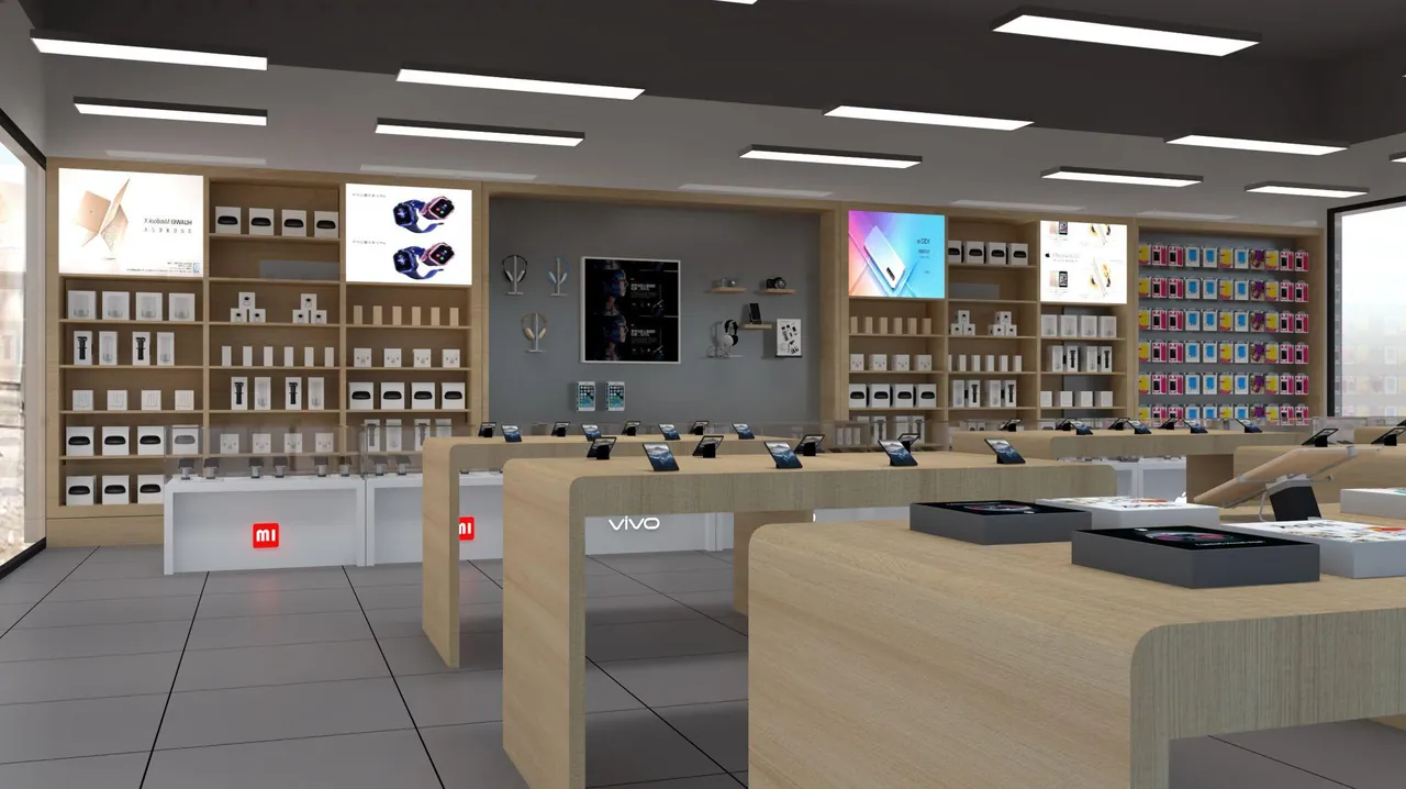 Rendered mobile phone store interior