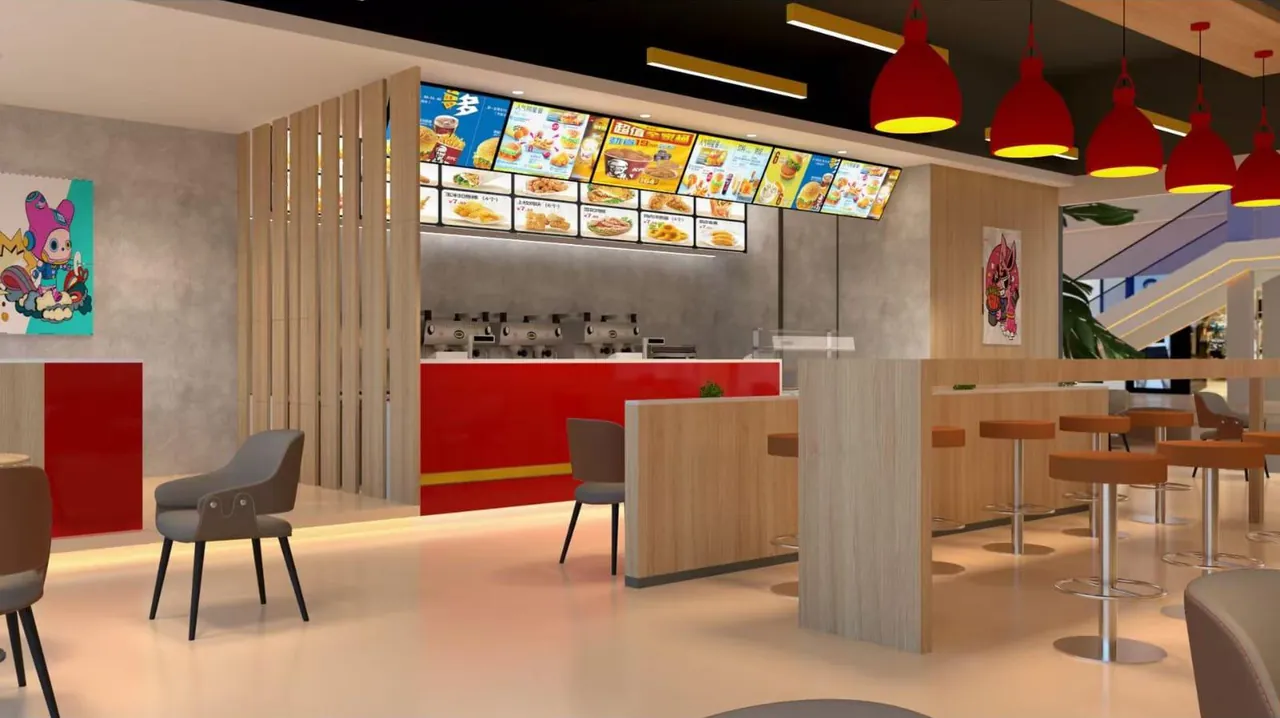 Rendered fried chicken restaurant